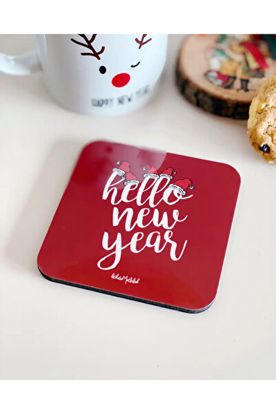 Bikutumutluluk New Year's Gift - Red Hello, Coaster