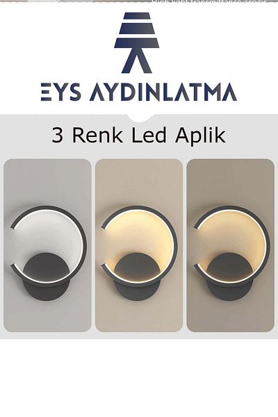 EYS Aydınlatma Black Modern LED Pars - Chandelier 3 Colors Sconce, 1 Piece