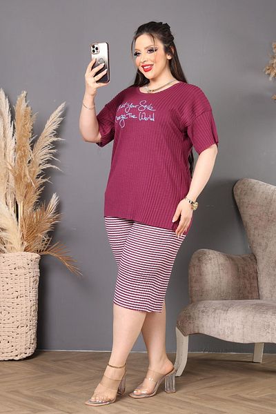 DPARİS Plus Size Capri Pajama Set