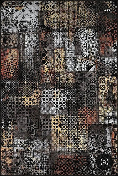 Rugs Modern Halı Black Siesta Patterned Woven Base Carpet and Washable Carpet...
