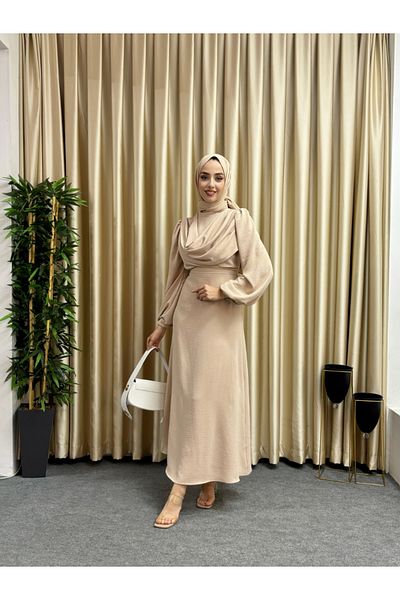 Tarzım Tuba Cream Colored Aerobin Dagaje Hijab Dress