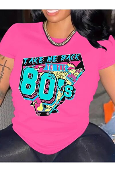 GALASHOP 80'ler Baskılı Büyük Kadın T-shirt,