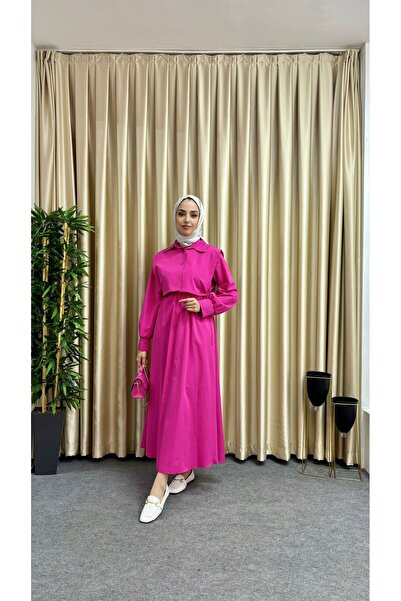 moda zeynaa Yelek Detaylı Terikoton Tesettür Elbise