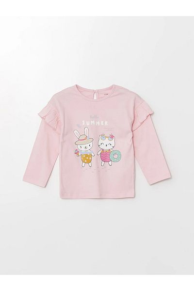 LC Waikiki LCW Baby - Crew Neck Printed Long Sleeve Baby Girl Pajamas Set