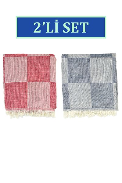 sethome collection 70X155 cm Plaid Checkerboard Patterned Loincloth Beach Towel Set of 2 (Couple Set)
