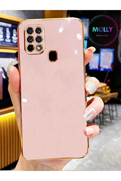 Molly Tecno POVA LD7 İçin Rose Kenarları Gold Detaylı Lüks Silikon Kılıf