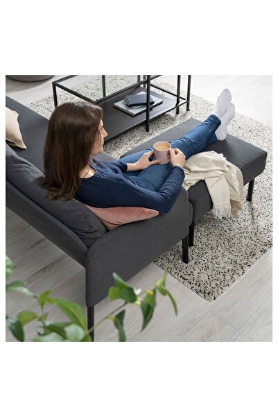 IKEA 2'li kanepe ve puf, knisa koyu gri