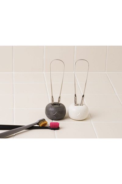 Probident Gray Tongue Cleaning and Tongue Stripping Apparatus - Natural Handmade Stand (GREY)