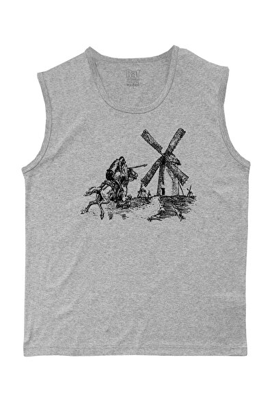 Raf Coll Tricou tricotat fără mâneci pentru bărbați Don Quijote Design imprim...