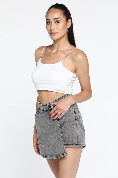 GÜLSELİ Ψηλόμεσο Anthracite Jean Jeans - Γυναικεία Σορτς Φούστα