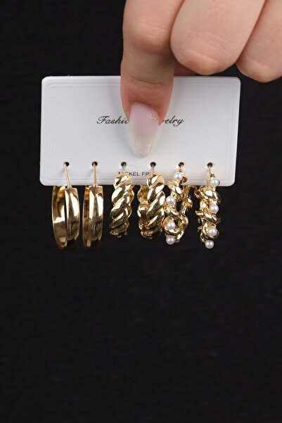 Jack Ferrero Kadın Çelik Renk Atmaz 6 Lı Küpe Modeli ( En Benzer Gönderilecek...