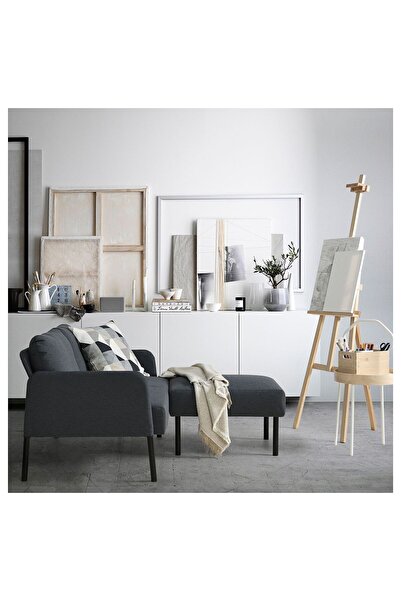 IKEA 2'li kanepe ve puf, knisa koyu gri