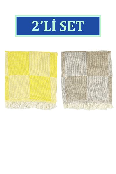 sethome collection 70X155 cm Plaid Checkerboard Patterned Loincloth Beach Towel Set of 2 (Couple Set)