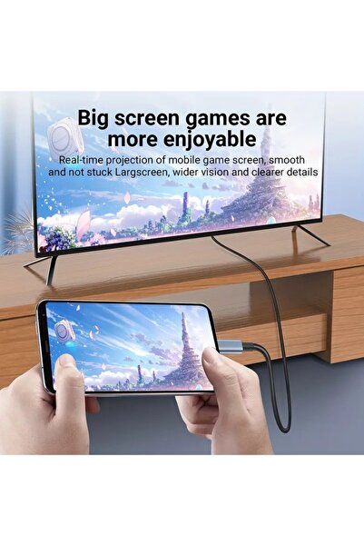 Genel Markalar FXN-C1 Ultra HD 4K Type-C HDMI Adaptör Kablosu Yüksek Hızlı 60Hz Ekran Görüntü Aktarım Kablosu