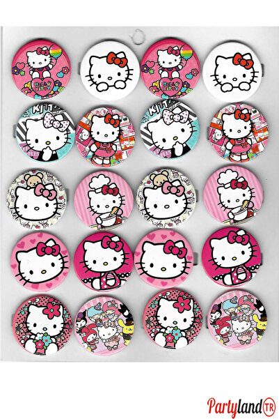 Genel Markalar Hello Kitty Temalı 20 Adet Metal Rozet
