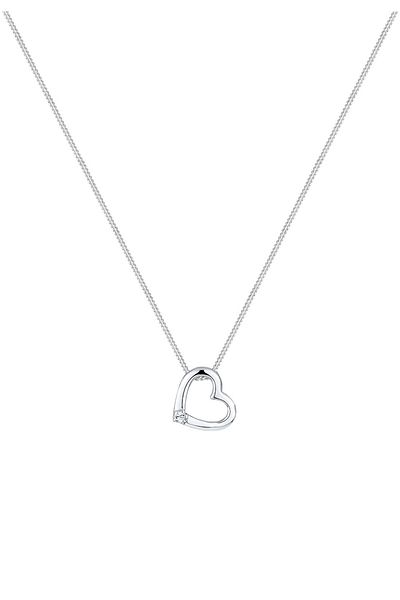 ELLI Halskette Herz Rosa Kristall 925 Sterling Silber