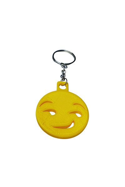 Tesseract Emoji Patterned Side Smiley Keychain