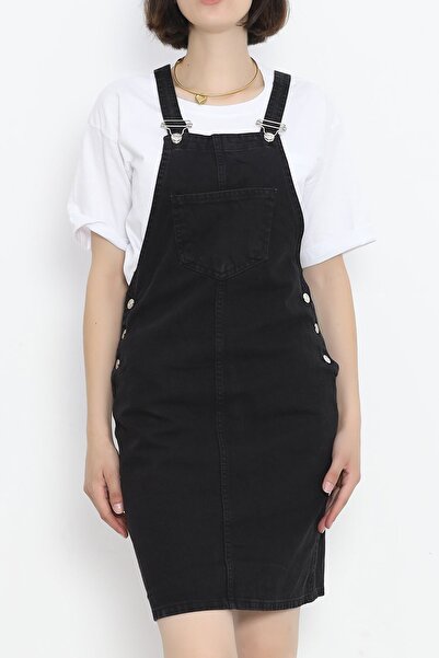 VELİZADE Smoked Denim Jeans Salopet Jeans - Buttoned and Pocket Detailed Strappy Dress 15144