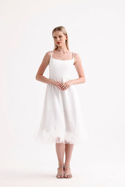 ADASTYLE Μίντι Μήκος Κομψό Βραδινό Φόρεμα - Γυναικεία Φούστα με Τούλι Λεπτομέρεια