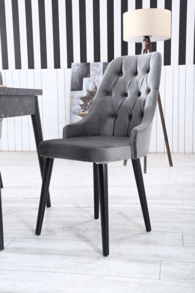 Ervo Major Antrasit Gri Yemek Mutfak Salon Cafe Bahçe Restorant Sandalyesi