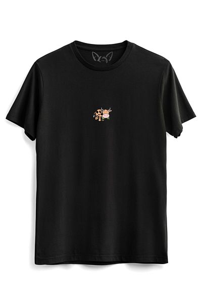 Alfa Tshirt Μαύρο μπλουζάκι με εικονογράφηση Animal Cow