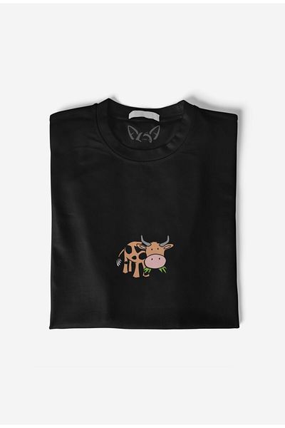 Alfa Tshirt Μαύρο μπλουζάκι με εικονογράφηση Animal Cow