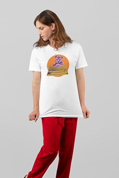 ErTaPassage Sintetizator alb cu imprimeu Femeie tricou - T1693755