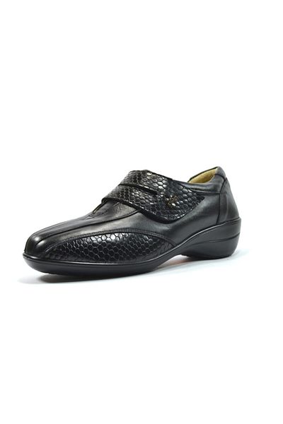 Dr.Comfort 3106 Pantofi Mother Candy pentru femei, piele naturală, negru, cu velcro, mărime mare