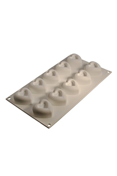 Cesil 10'lu Küçük Kalpler Silikon Kek Kalıbı