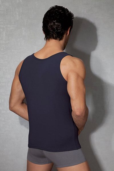 Doreanse Men's Navy Blue Crew Neck Undershirt