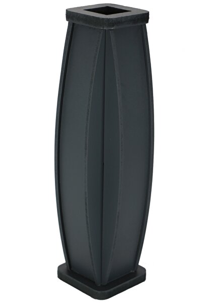 HobiMax Antrasit Gri Dekoratif Ahşap Vazo Model 3