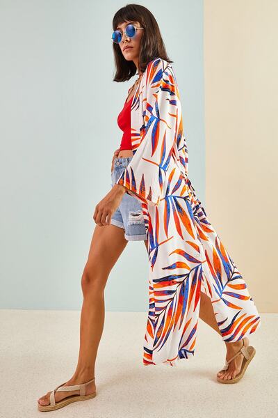 Bianco Lucci Γυναικείο κιμονό με πολλά σχέδια με ζώνη