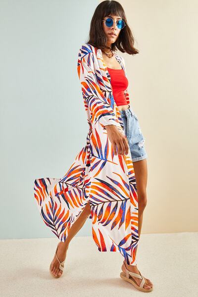 Bianco Lucci Γυναικείο κιμονό με πολλά σχέδια με ζώνη