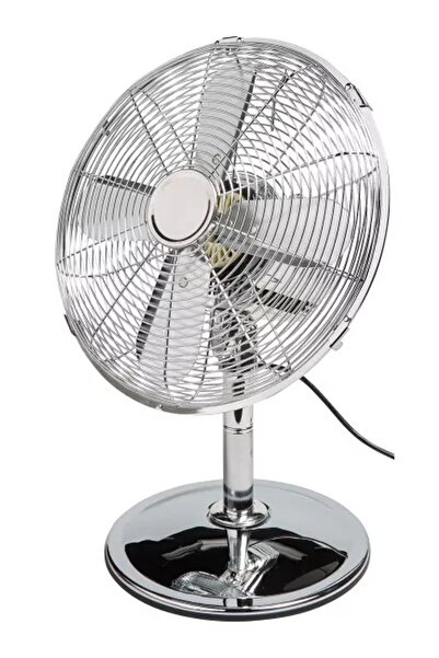Binbirreyon Krom Masa Üstü Vantilatör Salınımlı 3 Kademeli Vantilatör 30cm Çap Nc009