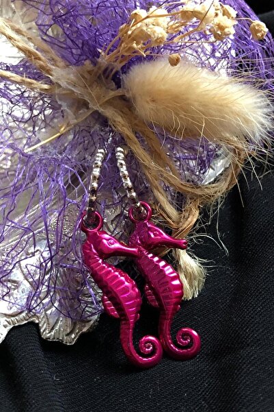 Leerybee الكروم الفوشيه اللون أقراط حصان البحر مضاد الأرجية