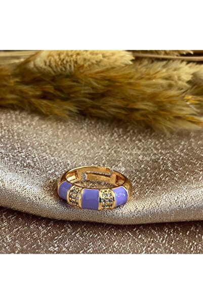 Markiz Takı موديل خاتم حجر بنفسجي نسائي قابل للتعديل