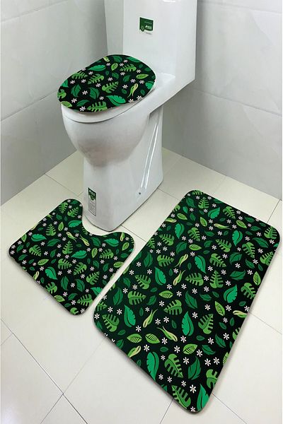 MODANOİVA طقم مرحاض مكون من 3 قطع مقاوم للبقع وقابل للغسل وغير قابل للانزلاق Mnkz6084