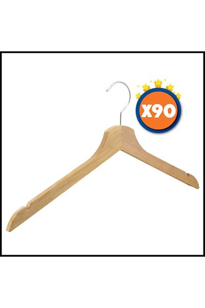 NYN Wooden Clothes Shirt Hanger Natural Color 100 Pieces