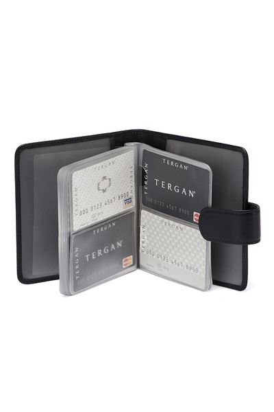 Tergan Black Leather Unisex Credit Card Holder 06628b06