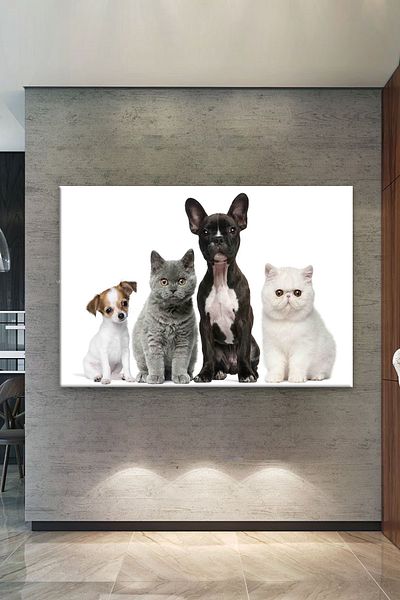 Morfil Sanat Atölyesi Pictură decorativă pe pânză cu labe drăguțe, pisici, câini