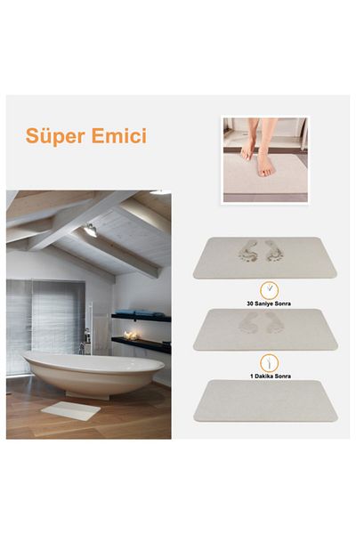 Yıldızhane Light Gray Diatom Super Absorbent Hygienic Magic Mat