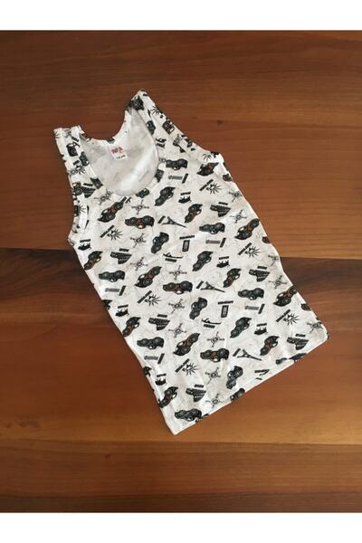 LEYNA BUTİK Boy's Cotton Strappy Patterned Undershirt 12 Pack