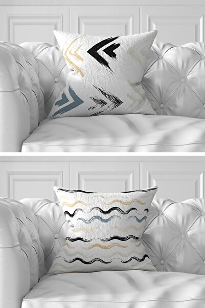 Realhomes Set de 7 huse de pernă cu design cu dungi colorate, cu două fețe, imprimate digital