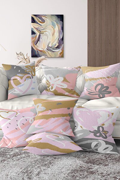 Realhomes Set od 7 dvostranih pastelnih jastučnica u roze boji, digitalno šta...