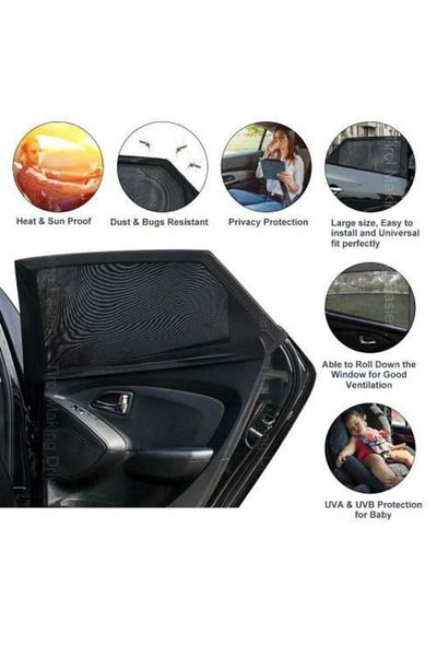 Ankaflex 2 buc. Geam lateral auto Cortina fără ventuză Parbriz spate mașină Protecție solară Cortina neagră Filtru de sticlă auto