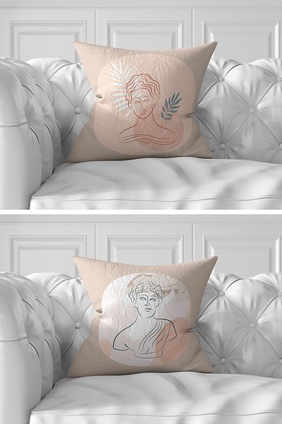 Realhomes Set of 7 Double Sided Mink Background Ethnic Design Digital Printed Throw Pillow Covers