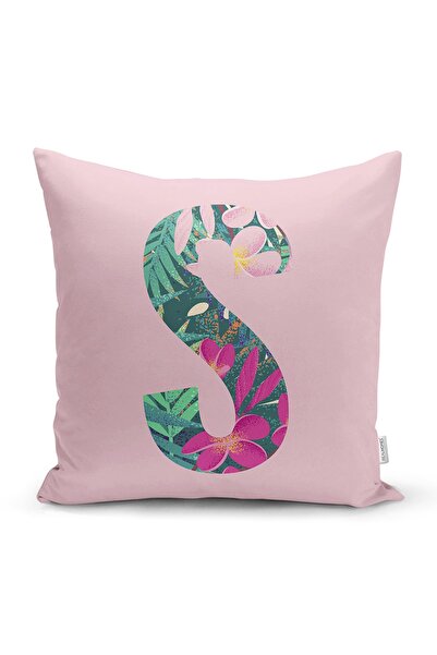 Realhomes Roz Floor Tropical Leaf Letter S Design special Husă de pernă cu im...