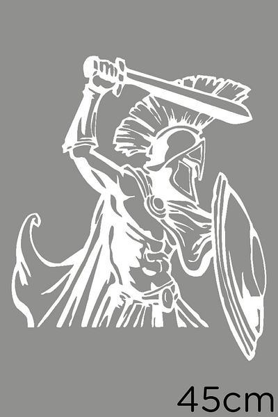 MIGNATIS Autocolant militar Sparta cu scut de sabie în mână 45 cm - alb