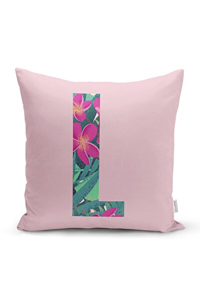 Realhomes Roz Floor Tropical Leaf Litera L Design special Husă de pernă cu im...