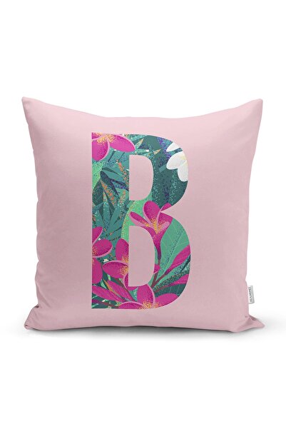 Realhomes Roz Floor Tropical Leaf Litera B Design special Husă de pernă cu im...